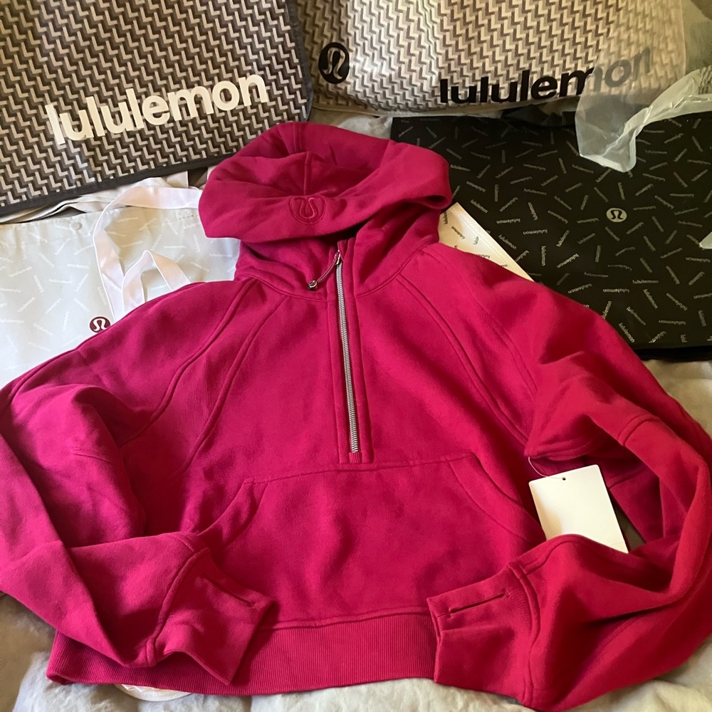 NWT Lululemon Scuba Oversized Half-Zip Hoodie, XS/S, Berry Rumble